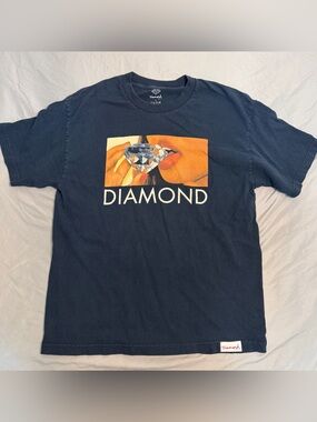 Diamond Supply Co. Navy Graphic Tee with Red Logo Tag Men’s Large Skateboarding